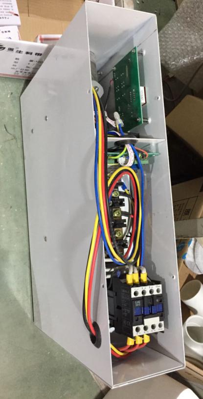 Water heater assembly with casing open pictured in the brochure